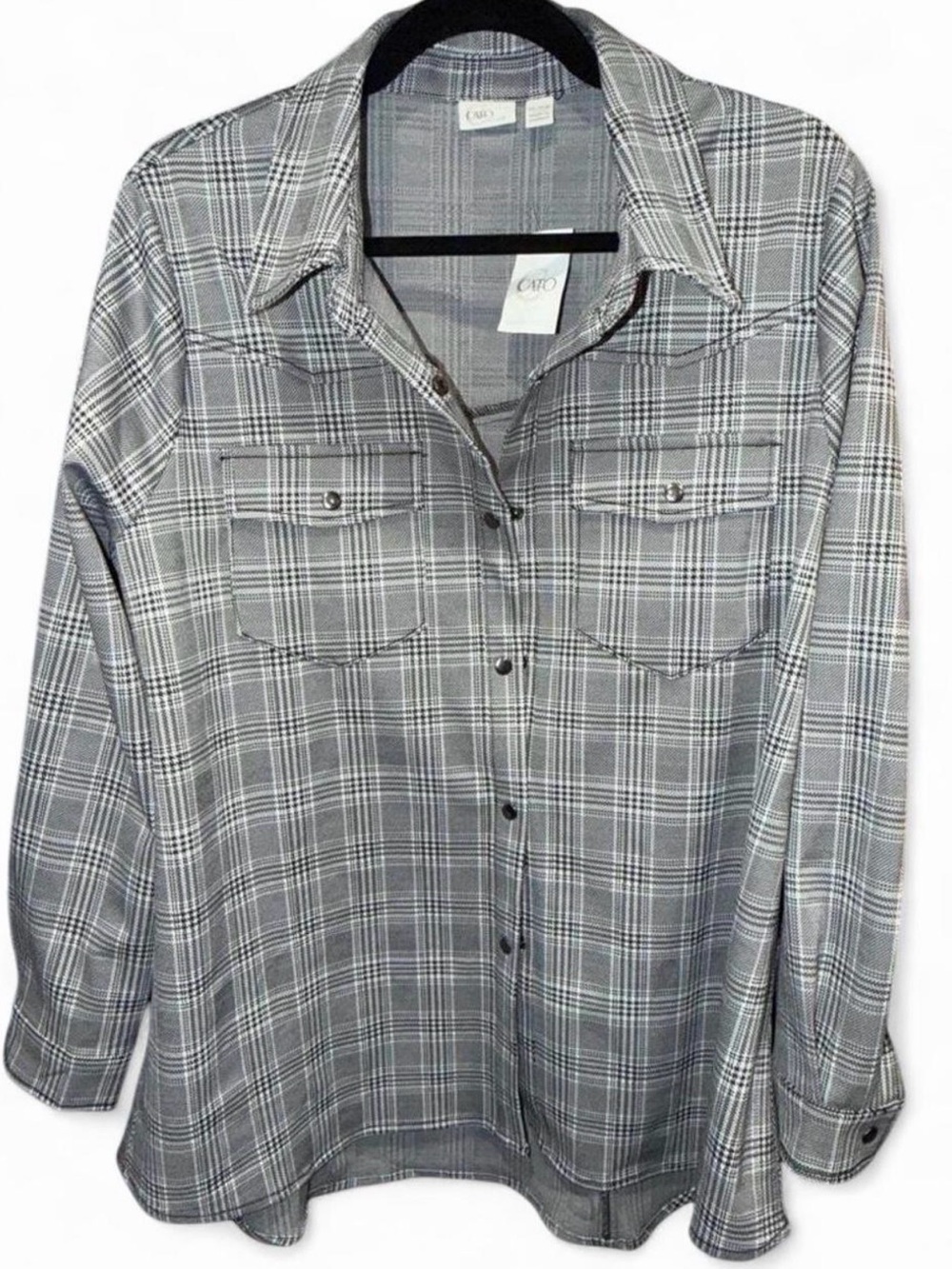 Cato Gray Plaid Women's Button-Down Shirt